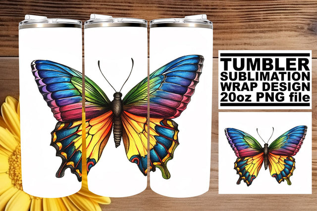 Vibrant Wings 20oz Tumbler Wrap for Spring Sublimation afrosvg 