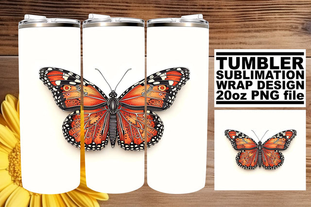 Vibrant Wings: Sublimation Tumbler Wrap - 20oz, Spring Edition Sublimation afrosvg 