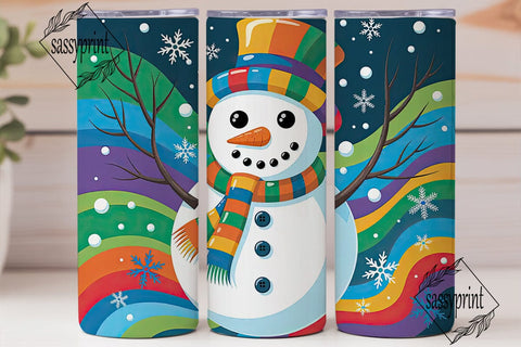 Vibrant Winter Snowman 20oz Tumbler Wrap Sublimation sassyprint 
