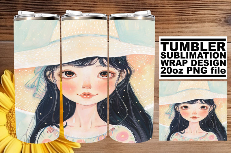 Vibrant Woman Portrait Tumbler Design - Sublimation 20oz Sublimation afrosvg 