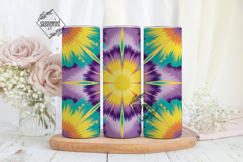 Vibrant Yellow Purple Tie Dye Tumbler Sublimation sassyprint 