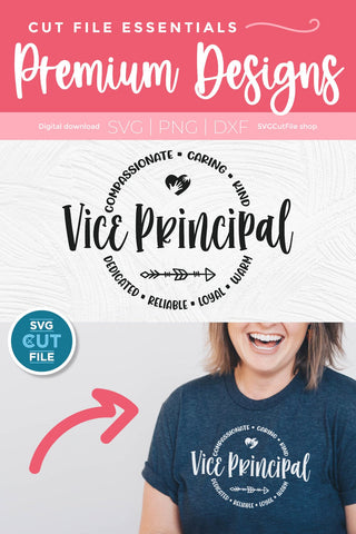 Vice principal svg, Assistant principal svg, round circle svg, middle school, svg dxf png, high school staff gift idea, elementary svg SVG SVG Cut File 