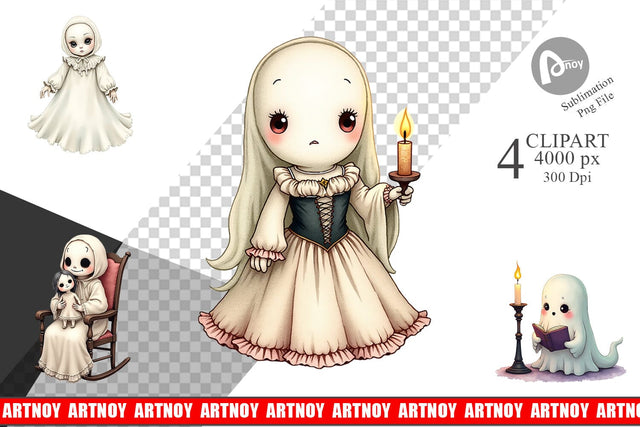 Victorian Dollhouse Ghosts Clipart Sublimation artnoy 