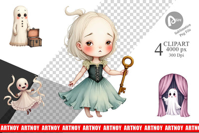 Victorian Dollhouse Ghosts Clipart Sublimation artnoy 