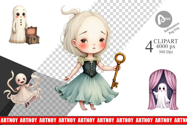 Victorian Dollhouse Ghosts Clipart Sublimation artnoy 