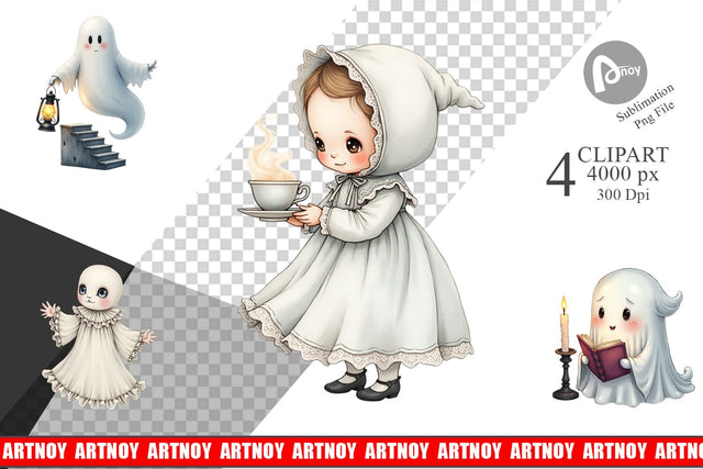 Victorian Dollhouse Ghosts Clipart Sublimation artnoy 