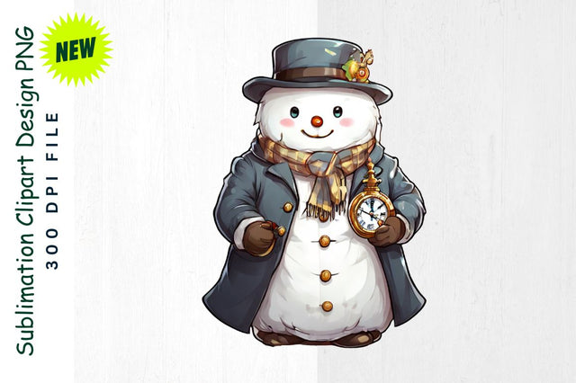 Victorian Snowman with Pocket Watch Sublimation Clipart Sublimation Regulrcrative 
