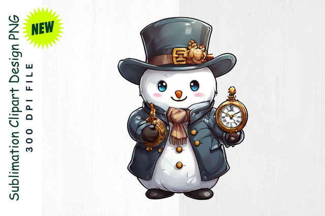 Victorian Snowman with Pocket Watch Sublimation Clipart Sublimation Regulrcrative 