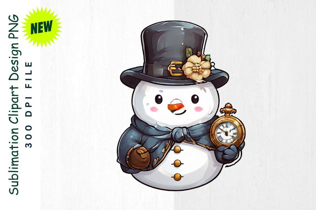 Victorian Snowman with Pocket Watch Sublimation Clipart Sublimation Regulrcrative 