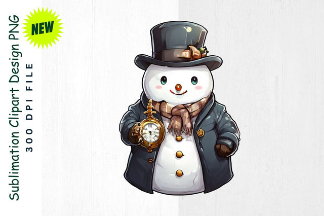 Victorian Snowman with Pocket Watch Sublimation Clipart Sublimation Regulrcrative 
