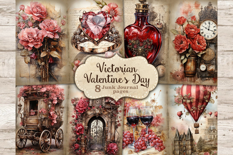 Victorian Valentines Day Junk Journal Kit | Vintage Ephemera SVG GlamArtZhanna 