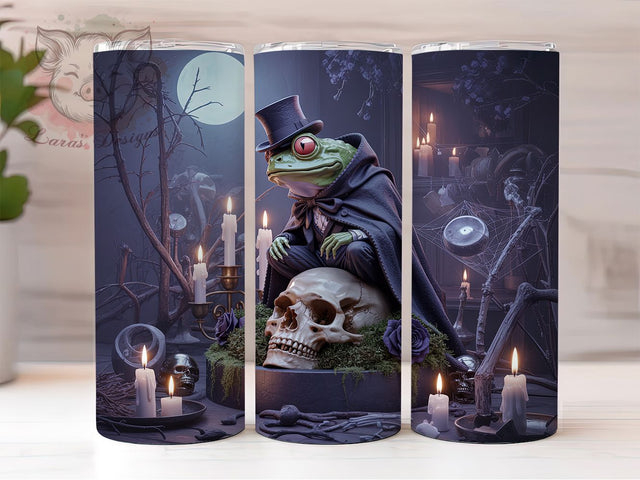 Victorian Vampire Gothic Frog Tumbler, Victorian Vampire Wrap, Vampire Frog Design, 20Oz Skinny Tumbler, Frog Sublimation Wrap, Dark Cottagecore Drinkware, Spooky Frog Tumbler Sublimation Lara' s Designs 