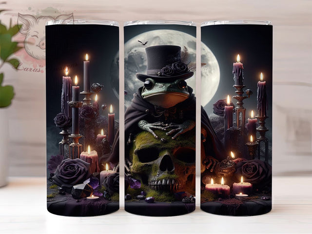 Victorian Vampire Gothic Frog Tumbler, Victorian Vampire Wrap, Vampire Frog Design, 20Oz Skinny Tumbler, Frog Sublimation Wrap, Dark Cottagecore Drinkware, Spooky Frog Tumbler Sublimation Lara' s Designs 