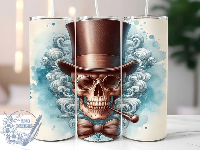 Victorian Watercolor Skull 20oz Skinny Tumbler, Skull Tumbler Png, Straight & Tapered Tumbler Wrap, Instant Digital Download Sublimation ToriDesigns 