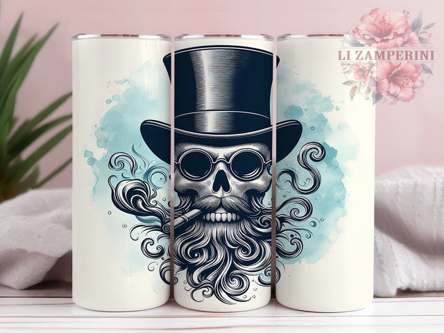 Victorian Watercolor Skull 20oz Tumbler Wrap PNG, Skull Tumbler Png, Straight & Tapered Tumbler Wrap, Instant Digital Download Sublimation Li Zamperini 