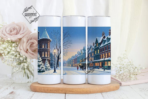 Victorian Winter Street 20oz Tumbler Sublimation sassyprint 