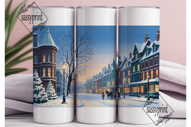 Victorian Winter Street 20oz Tumbler Sublimation sassyprint 
