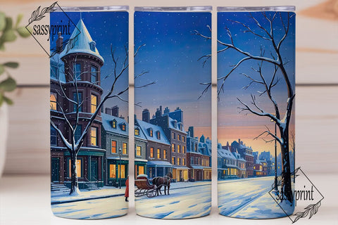 Victorian Winter Street 20oz Tumbler Sublimation sassyprint 
