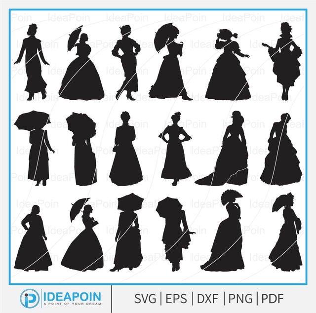 Victorian Woman SVG, Victorian woman silhouette clipart, Vintage Lady Silhouette Cutting File Svg, Victorian Lady Svg, Vintage woman clipart SVG Dinvect 
