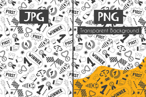 Victory Doodle Seamless Pattern & Paper Digital Pattern Rin Green 