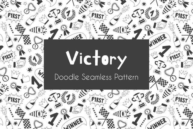 Victory Doodle Seamless Pattern & Paper Digital Pattern Rin Green 