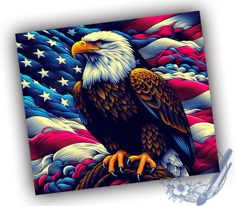 Victory Eagle 20oz Skinny Tumbler, American Eagle Flying Flag July 4th Tumbler Png, Straight & Tapered Tumbler Wrap, Instant Digital Download Sublimation ToriDesigns 