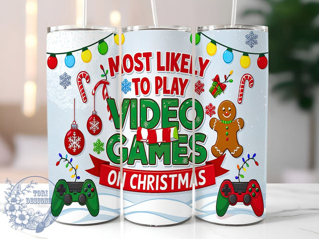 Video Game Tumbler, Christmas Gaming Gifts, 20oz Tumbler Wrap, Gamer Drinkware, Holiday Tumbler Design, Gaming Fan Merchandise, Fun Video Game Tumbler Sublimation ToriDesigns 