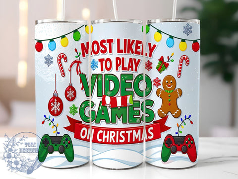 Video Game Tumbler, Christmas Gaming Gifts, 20oz Tumbler Wrap, Gamer Drinkware, Holiday Tumbler Design, Gaming Fan Merchandise, Fun Video Game Tumbler Sublimation ToriDesigns 