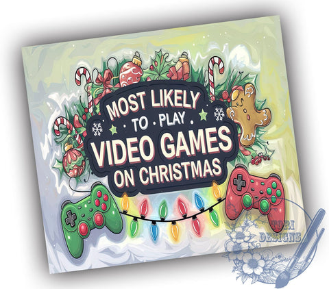 Video Game Tumbler, Christmas Gaming Gifts, 20oz Tumbler Wrap, Gamer Drinkware, Holiday Tumbler Design, Gaming Fan Merchandise, Fun Video Game Tumbler Sublimation ToriDesigns 