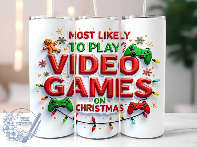 Video Game Tumbler, Christmas Gaming Gifts, 20oz Tumbler Wrap, Gamer Drinkware, Holiday Tumbler Design, Gaming Fan Merchandise, Fun Video Game Tumbler Sublimation ToriDesigns 