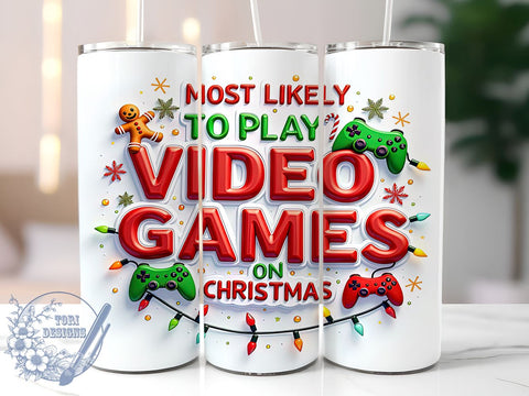 Video Game Tumbler, Christmas Gaming Gifts, 20oz Tumbler Wrap, Gamer Drinkware, Holiday Tumbler Design, Gaming Fan Merchandise, Fun Video Game Tumbler Sublimation ToriDesigns 