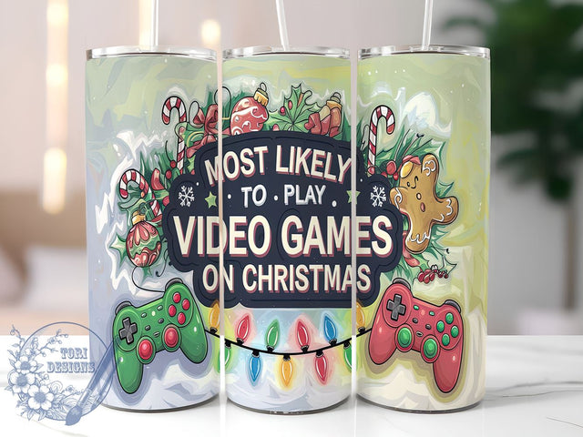Video Game Tumbler, Christmas Gaming Gifts, 20oz Tumbler Wrap, Gamer Drinkware, Holiday Tumbler Design, Gaming Fan Merchandise, Fun Video Game Tumbler Sublimation ToriDesigns 