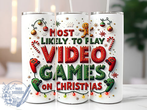 Video Game Tumbler, Christmas Gaming Gifts, 20oz Tumbler Wrap, Gamer Drinkware, Holiday Tumbler Design, Gaming Fan Merchandise, Fun Video Game Tumbler Sublimation ToriDesigns 