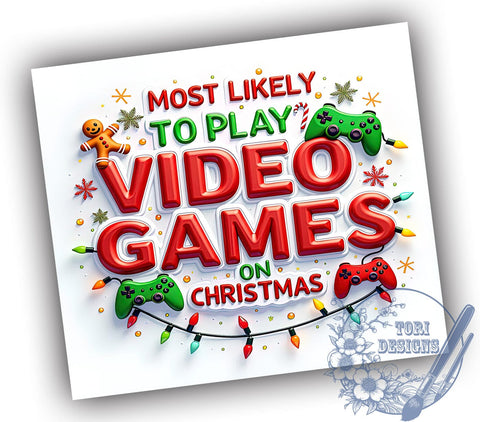 Video Game Tumbler, Christmas Gaming Gifts, 20oz Tumbler Wrap, Gamer Drinkware, Holiday Tumbler Design, Gaming Fan Merchandise, Fun Video Game Tumbler Sublimation ToriDesigns 