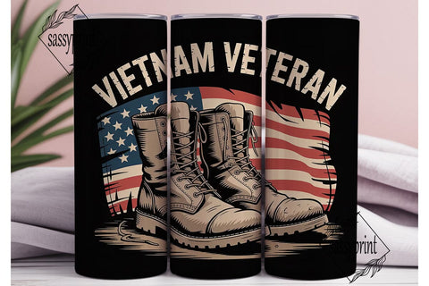 Vietnam Veteran 20oz Tumbler Wrap Sublimation sassyprint 