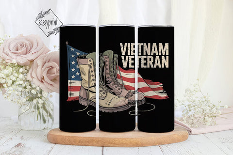 Vietnam Veteran 20oz Tumbler Wrap Sublimation sassyprint 