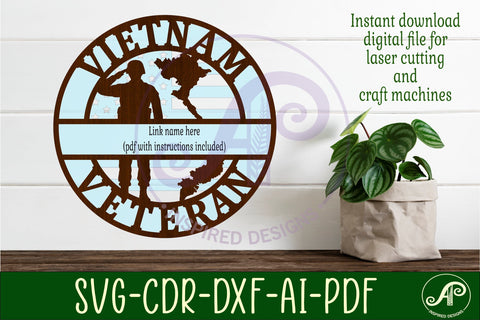 Vietnam Veteran name sign svg laser cut wall sign SVG APInspireddesigns 