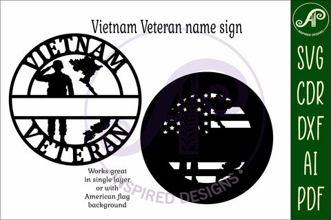 Vietnam Veteran name sign svg laser cut wall sign SVG APInspireddesigns 