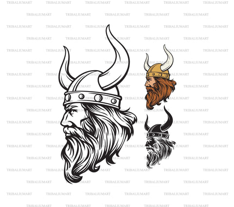 Viking head with horned helmet SVG TribaliumArtSF 