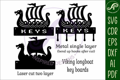 Viking longboat Key holder designs for wood and metal SVG APInspireddesigns 