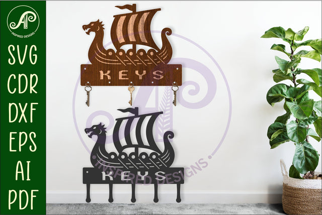 Viking longboat Key holder designs for wood and metal SVG APInspireddesigns 