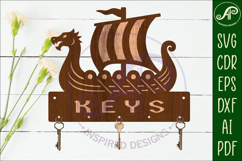 Viking longboat Key holder designs for wood and metal SVG APInspireddesigns 