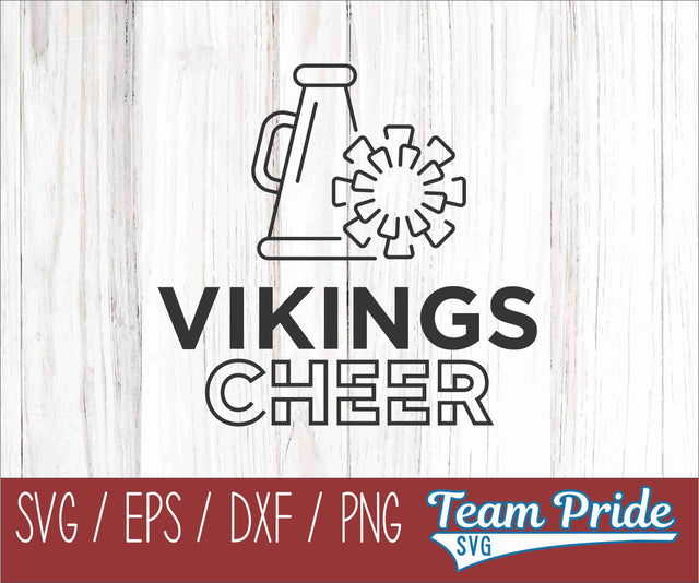 Vikings Cheer Line Art SVG Digital Download Printable - SVG, EPS, DXF, PNG SVG Team Pride SVG 