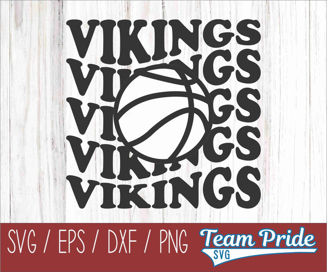 Vikings Vintage Wave Basketball SVG Digital Download Printable - SVG, EPS, DXF, PNG SVG Team Pride SVG 