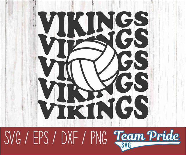 Vikings Volleyball Retro Wave SVG Digital Download Printable - SVG, EPS, DXF, PNG SVG Team Pride SVG 