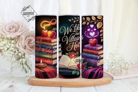 Villainous Romance Book Stacks Tumbler Sublimation sassyprint 