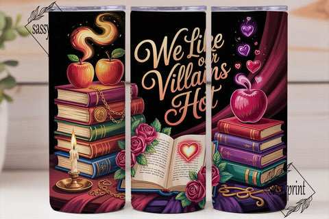 Villainous Romance Book Stacks Tumbler Sublimation sassyprint 
