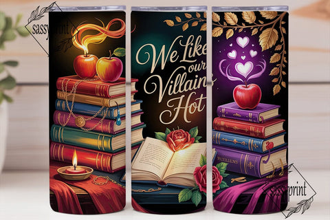 Villainous Romance Book Stacks Tumbler Sublimation sassyprint 