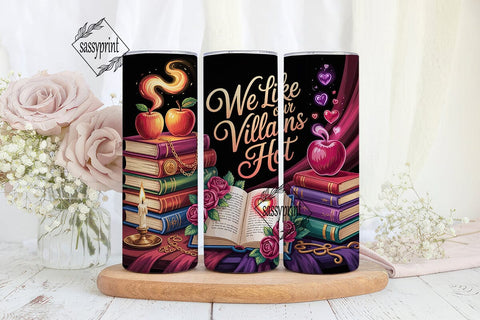 Villainous Romance Book Stacks Tumbler Sublimation sassyprint 