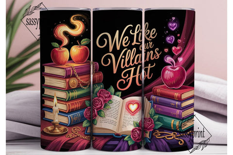 Villainous Romance Book Stacks Tumbler Sublimation sassyprint 